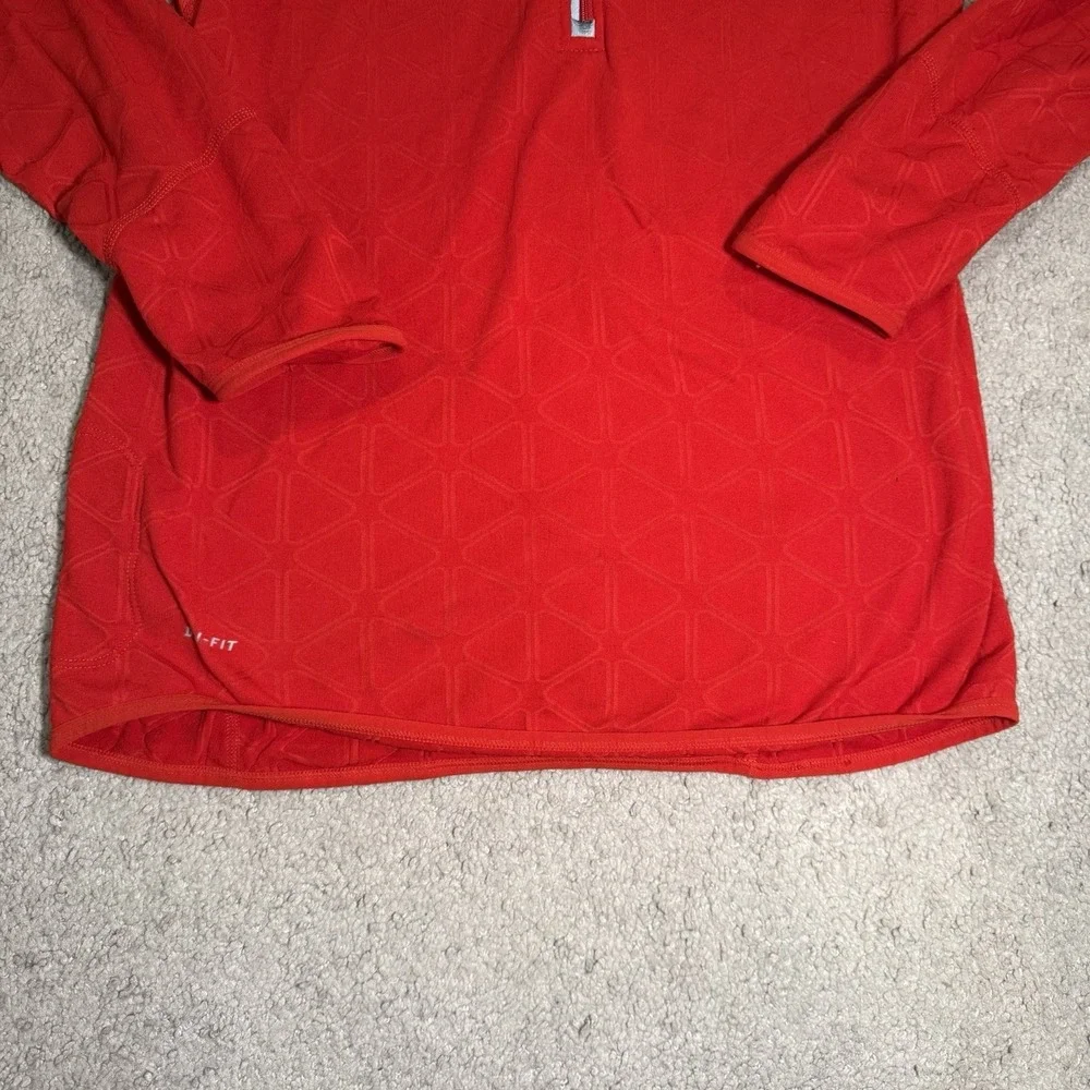 Nike Men's M Running Shirt Red‎ Long Sleeve 1/4 Zip-Up Dri-Fit Thumbholes